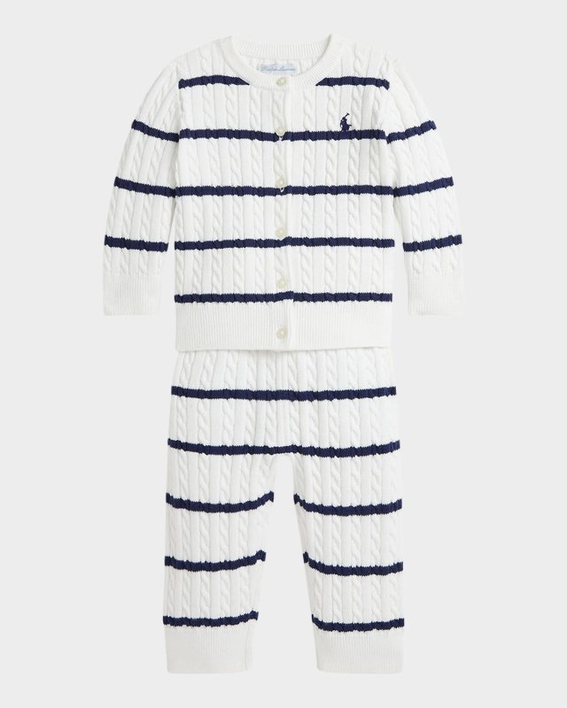 Girl's Cable-Knit Cardigan & Leggings Set, Size 3M-24